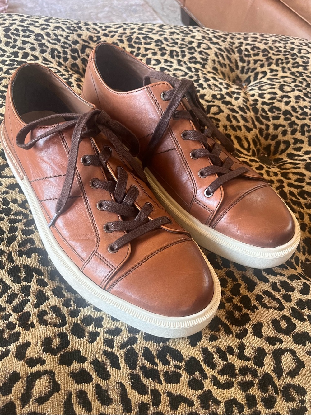 Men’s Lucky Brand Brown Leather Casual Comfort Work Shoes, Sneakers SZ 13